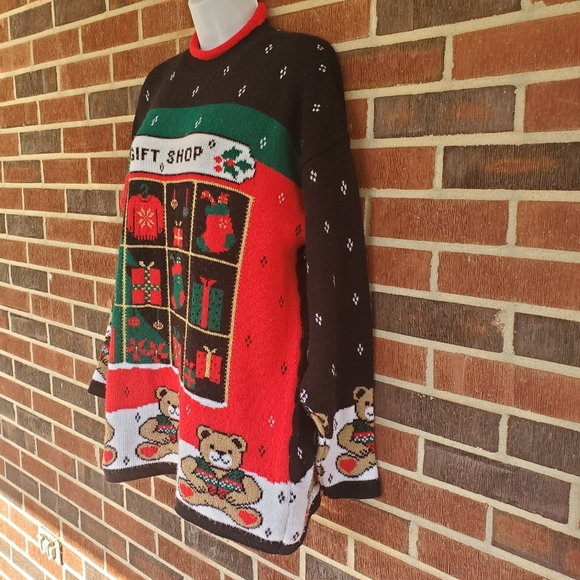 Classic Elements Large Womens Teddy Bear Toy Store Christmas Xmas Ulgy Sweater - Picture 4 of 7
